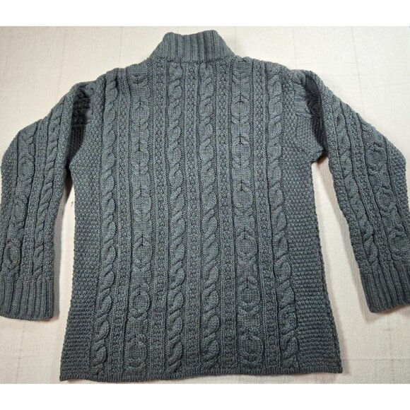 Blarney Wool Cable Knit Fisherman Sweater Cardigan Medium Full Zip Moss Green - Picture 5 of 16
